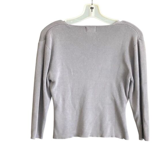 Willi Smith Gray Long Sleeve V-Neck Silk Blend Sweater. Size Large. - Picture 4 of 8